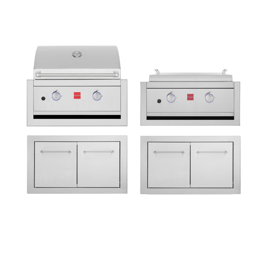 Fuego 304SS Built-In F27S-B & F27S-Griddle-B  w/ Jackets & Doors