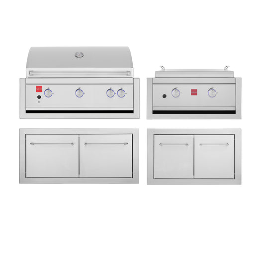 Fuego 304SS Built-In F36S-Pro-B & F27S-Griddle-B  w/ Jackets & Doors