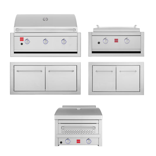 Fuego 304SS Built-In F36S-B & F27S-Griddle-B  w/ Jackets & Doors