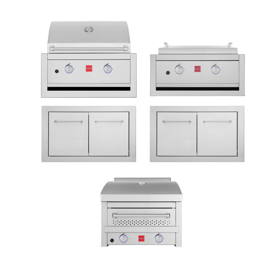 Fuego 304SS Built-In F27S-B | F27S-Griddle-B | F27S-Pizza  w/ Jackets & Doors